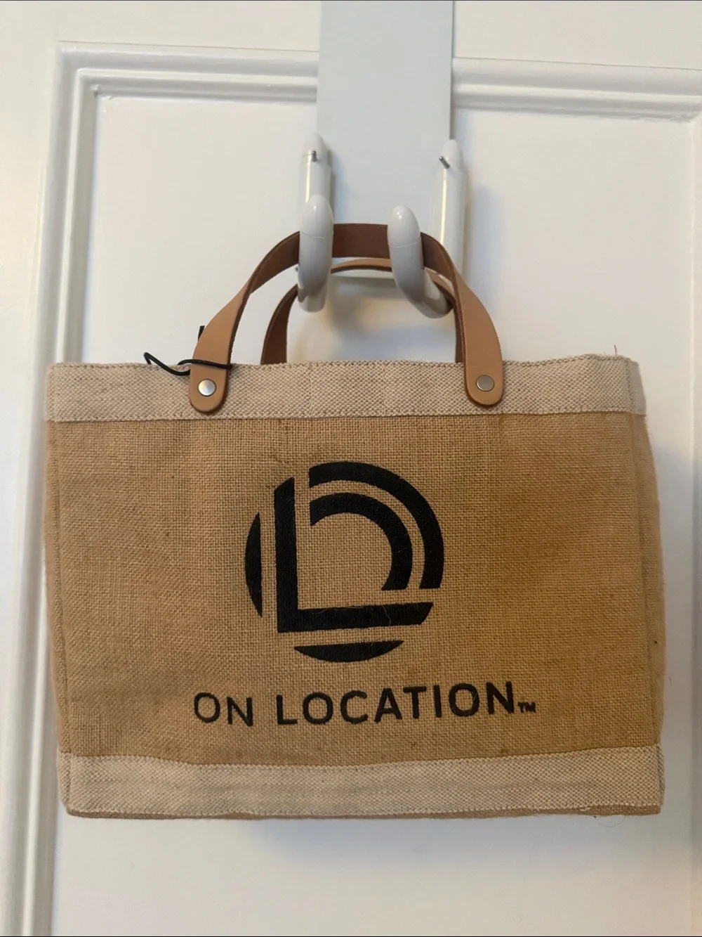 Apolis Tan Canvas Market Tote with Leather Handles